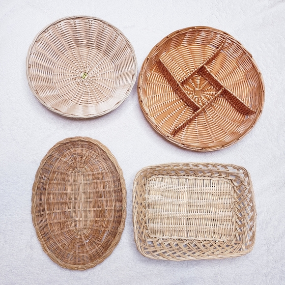 Wicker Basket Vintage Woven Wall Decor Set of 4